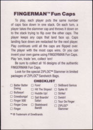 ZipLoc Fingerman Fun Caps Checklist Checklist-Back.